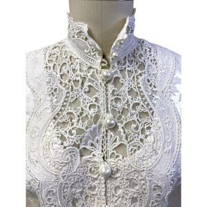 VTg 80s Jessica McClintock Bridal Suit 12 Cottagecore Wedding Ivory Med